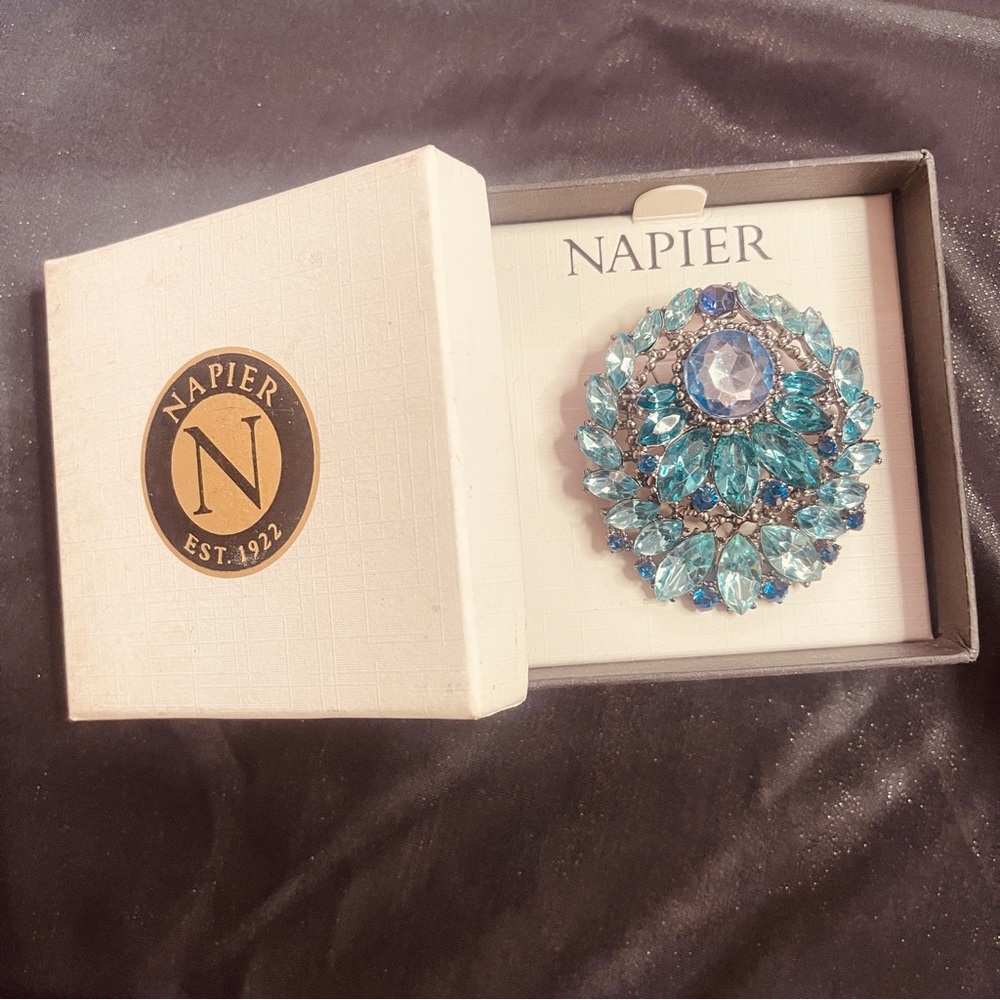 Napier Teal and Silver Brooch